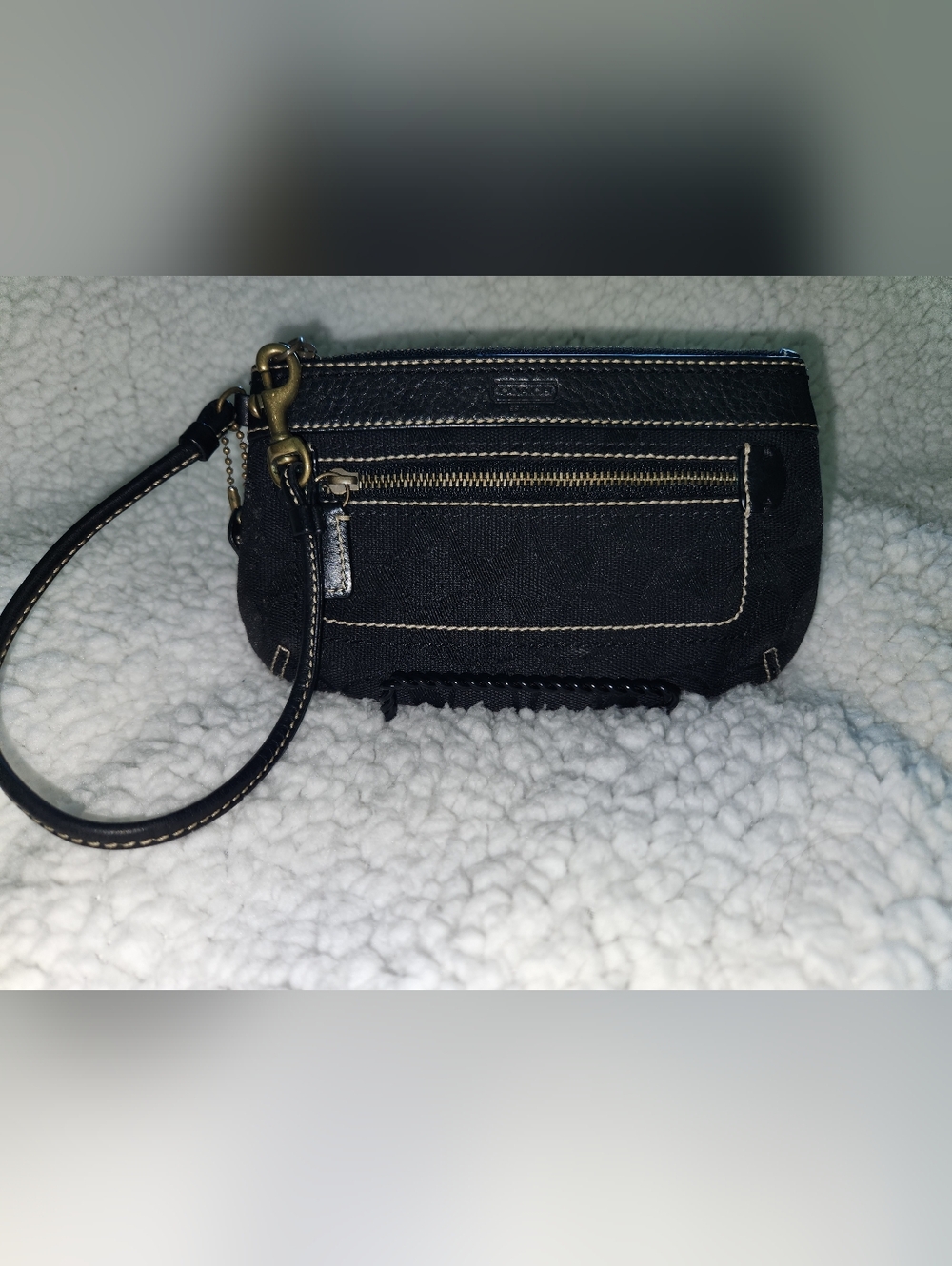 Coach Black Canvas Wristlet with Contrast Stitching - Picture 4 of 10